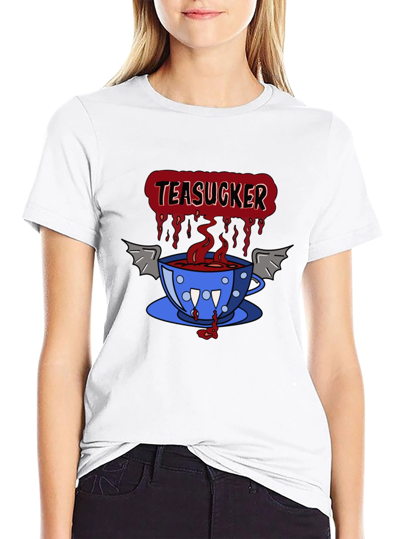 Teasucker Graphic Tee - Vampire Tea Cup Design