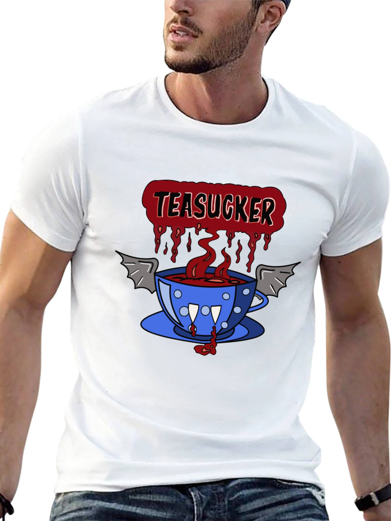 Teasucker Graphic Tee - Vampire Tea Cup Design