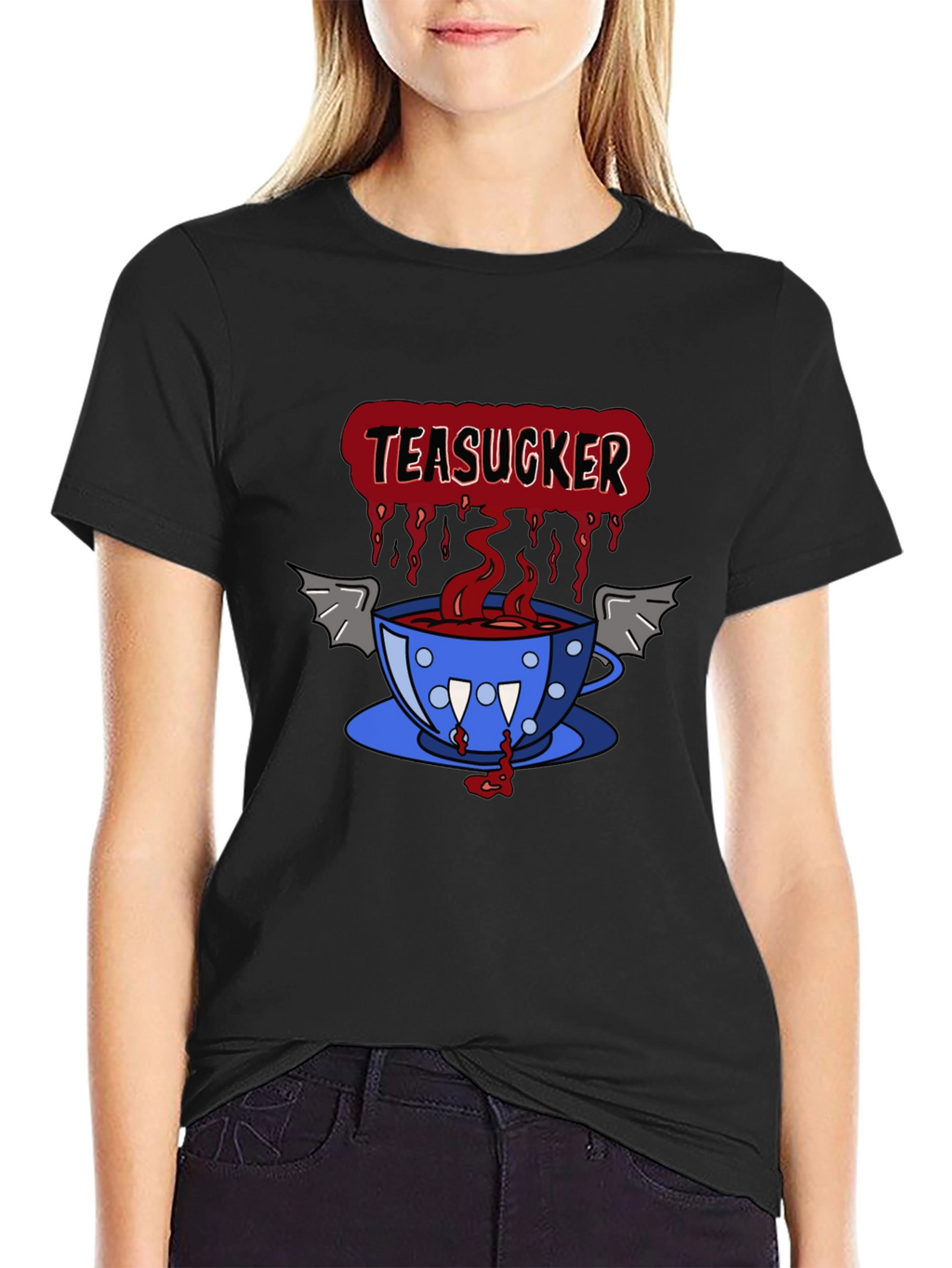 Teasucker Graphic Tee - Vampire Tea Cup Design