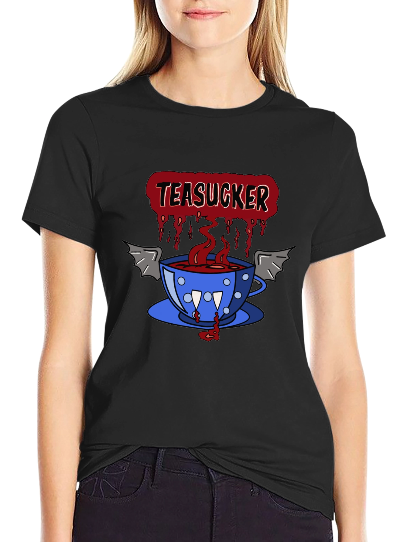Teasucker Graphic Tee - Vampire Tea Cup Design