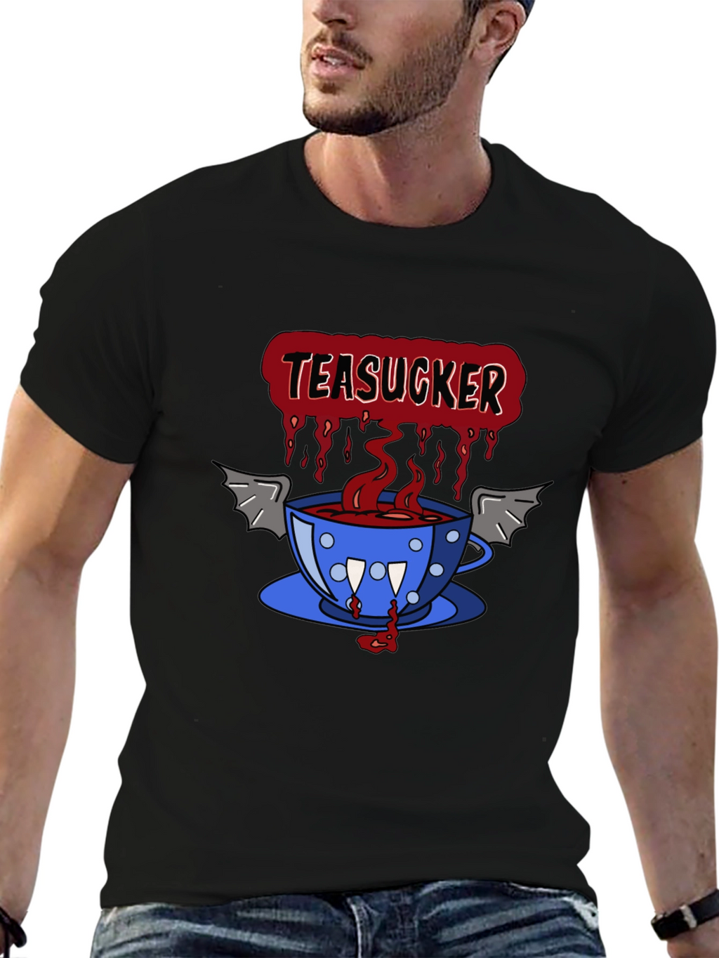 Teasucker Graphic Tee - Vampire Tea Cup Design