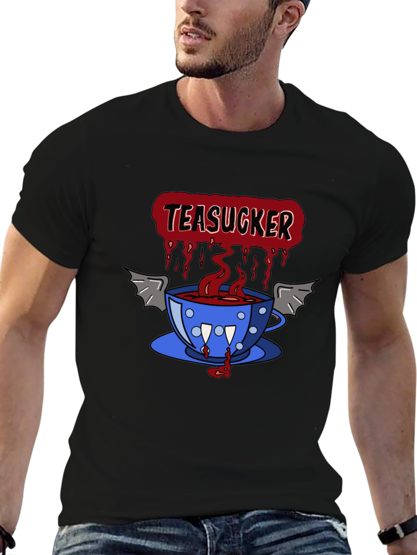 Teasucker Graphic Tee - Vampire Tea Cup Design