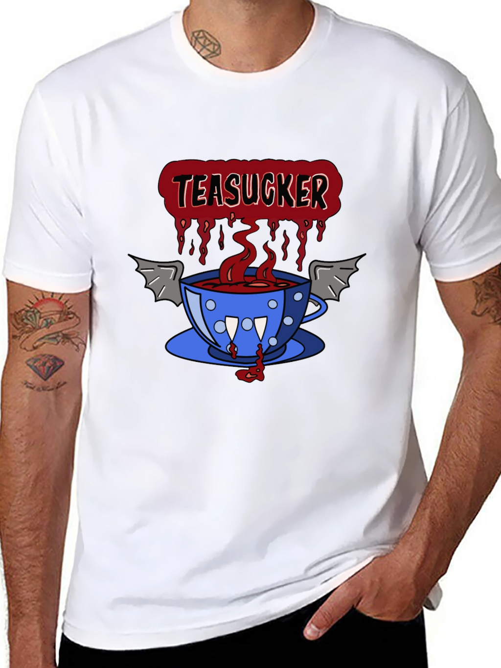 Teasucker Graphic Tee - Vampire Tea Cup Design