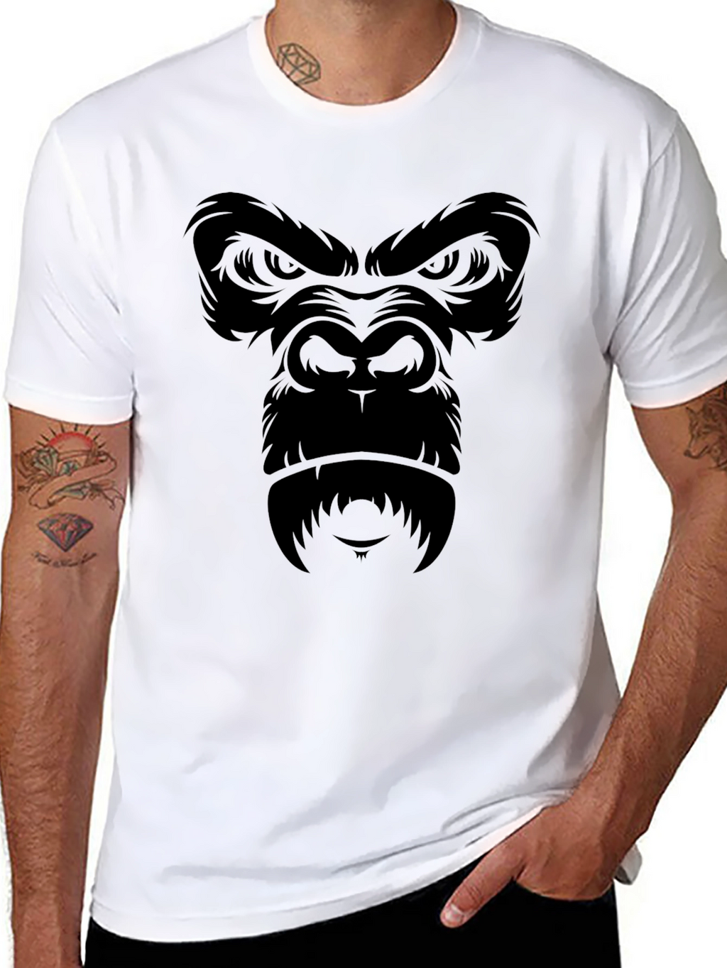 Black Gorilla Face Graphic T-Shirt