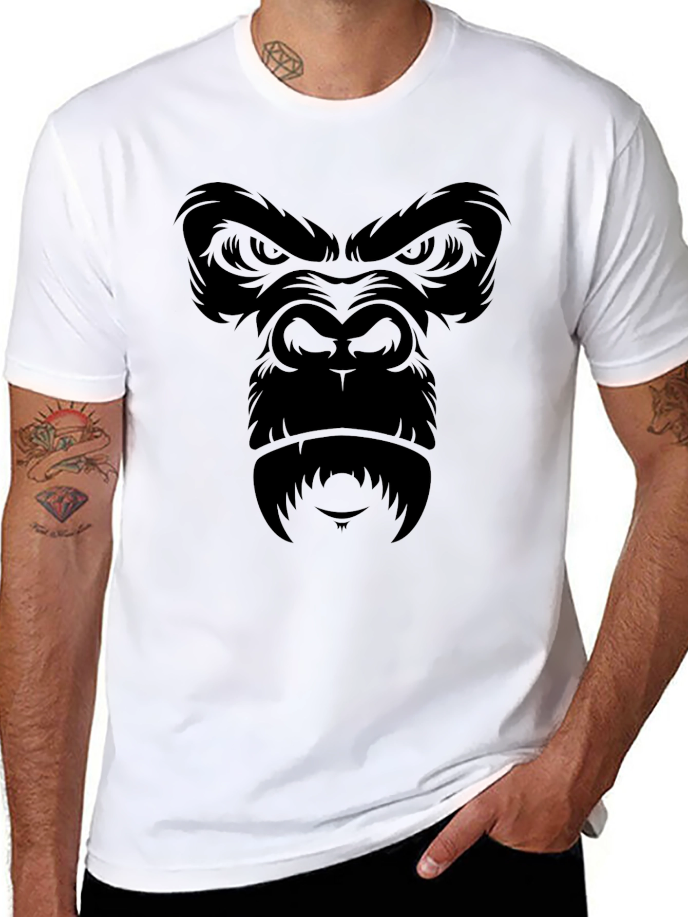 Black Gorilla Face Graphic T-Shirt
