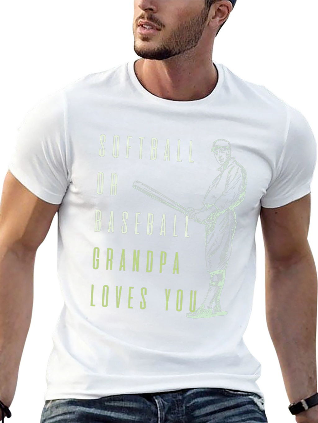 Softball or Baseball Grandpa Loves You Graphic Tee