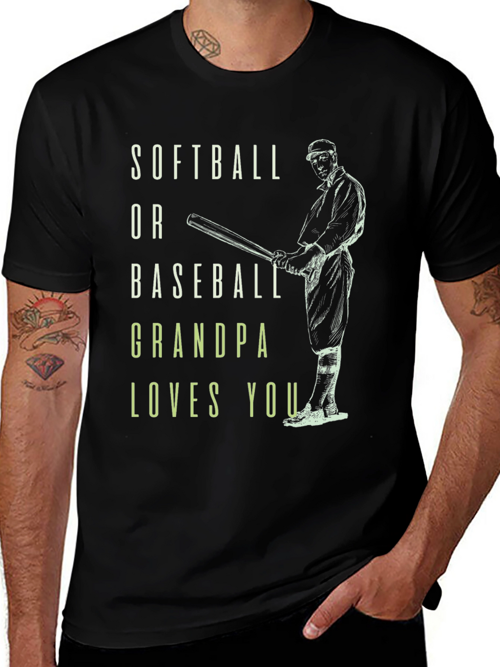 Softball or Baseball Grandpa Loves You Graphic Tee