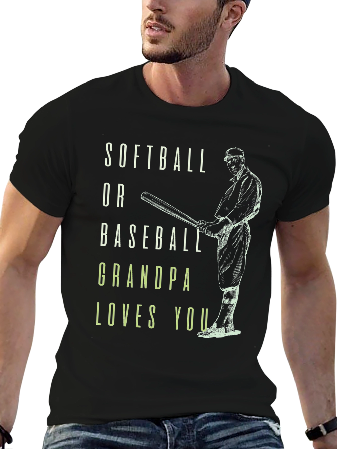 Softball or Baseball Grandpa Loves You Graphic Tee