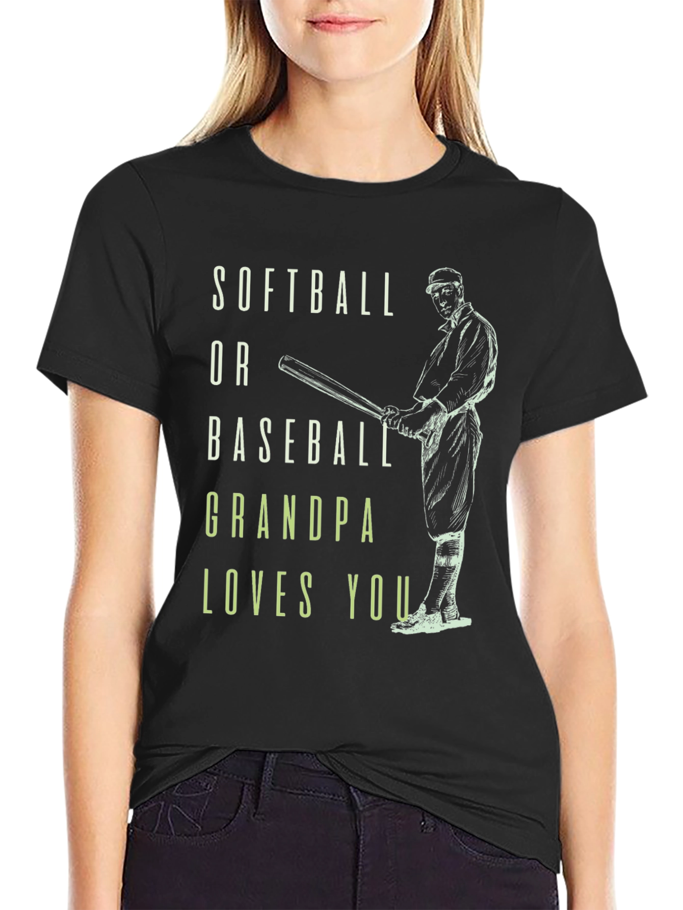 Softball or Baseball Grandpa Loves You Graphic Tee
