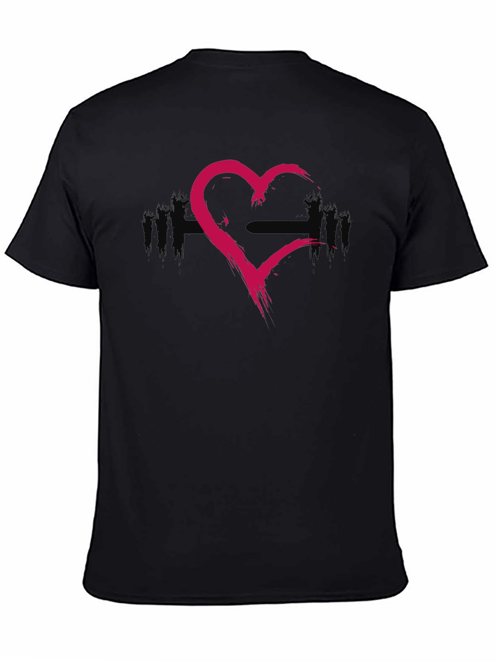 Grunge Heart Barbell Workout T-Shirt