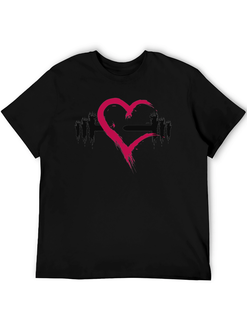 Grunge Heart Barbell Workout T-Shirt