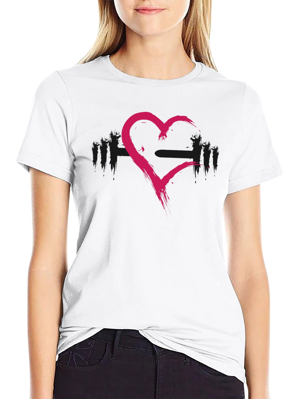 Grunge Heart Barbell Workout T-Shirt