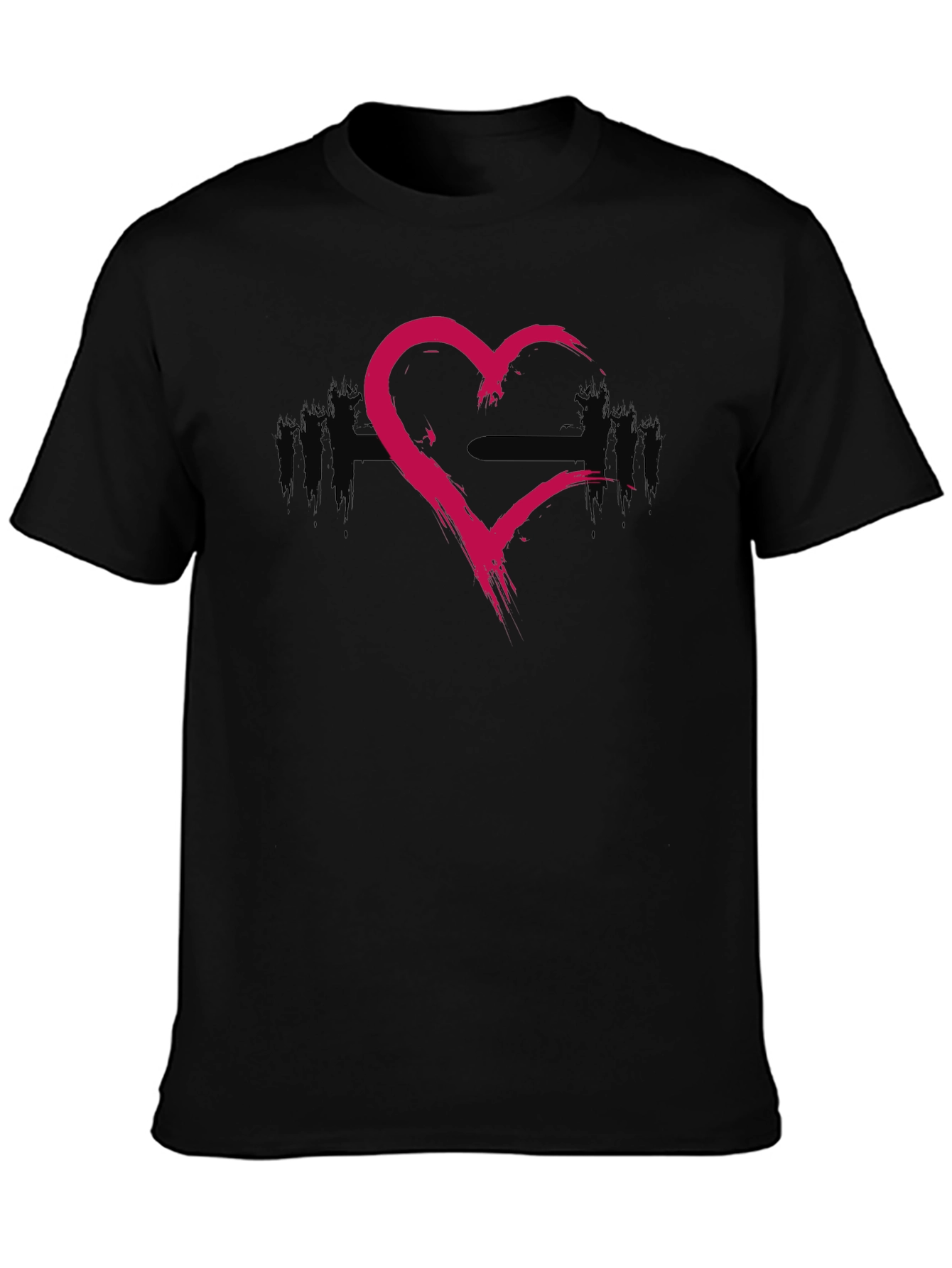 Grunge Heart Barbell Workout T-Shirt