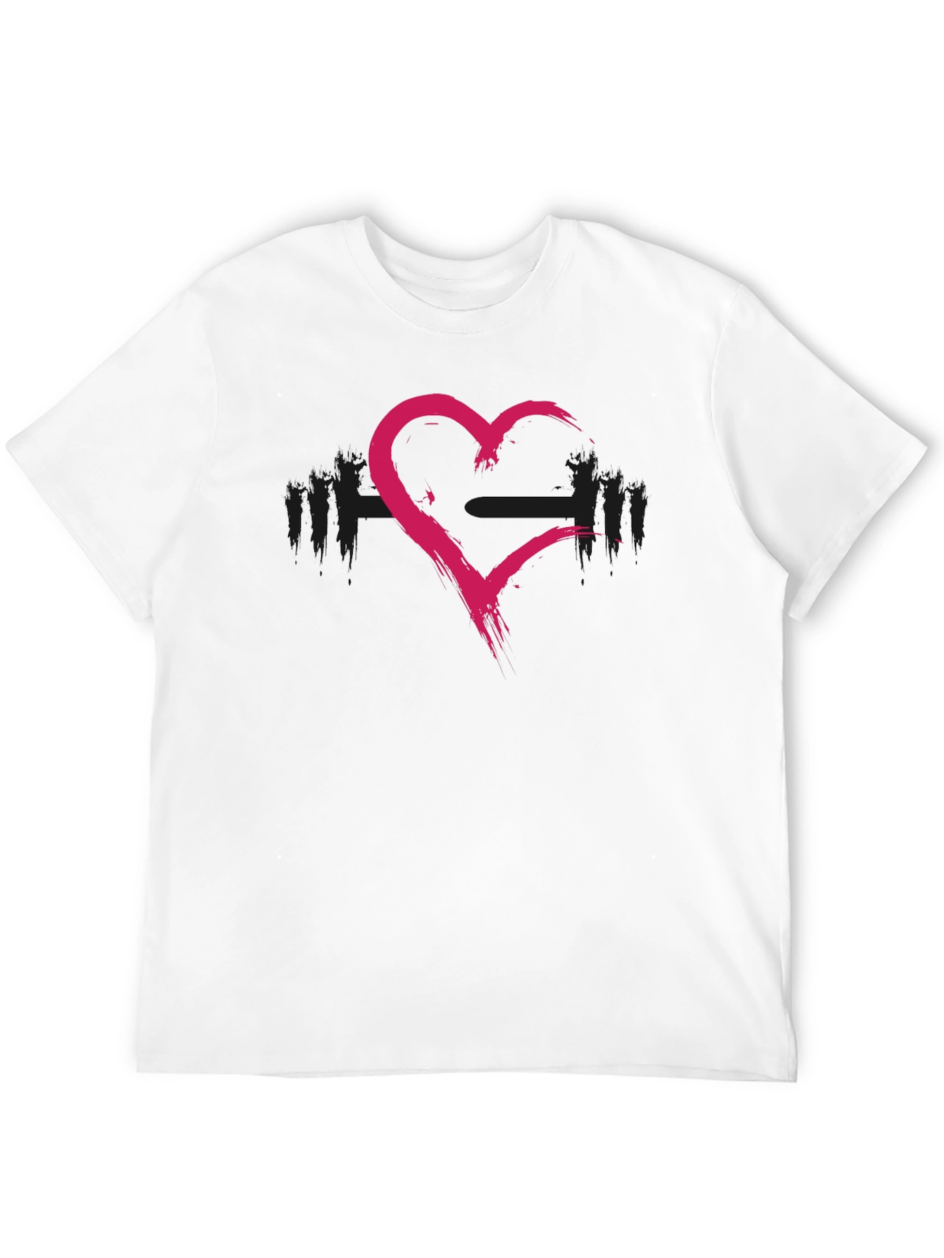Grunge Heart Barbell Workout T-Shirt