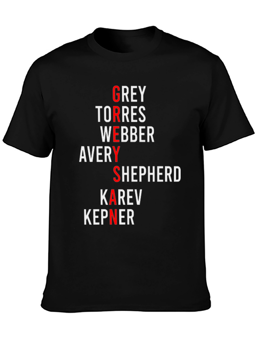 Greys Anatomy Cast Names T-Shirt
