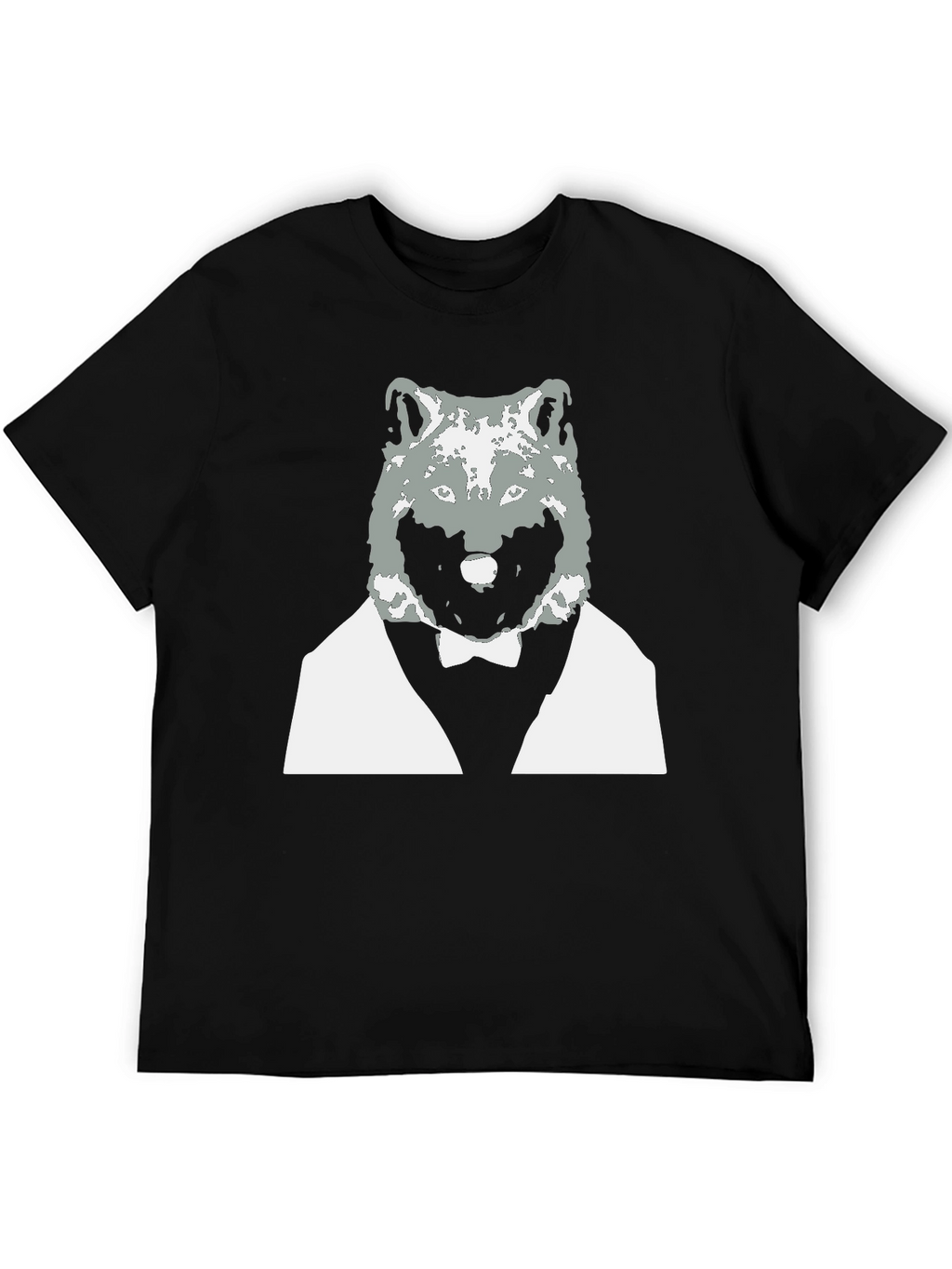 Wolf in Suit Graphic Tee - Cool Black T-Shirt