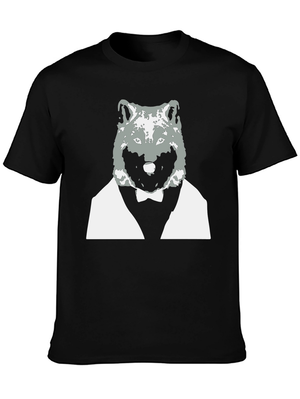 Wolf in Suit Graphic Tee - Cool Black T-Shirt