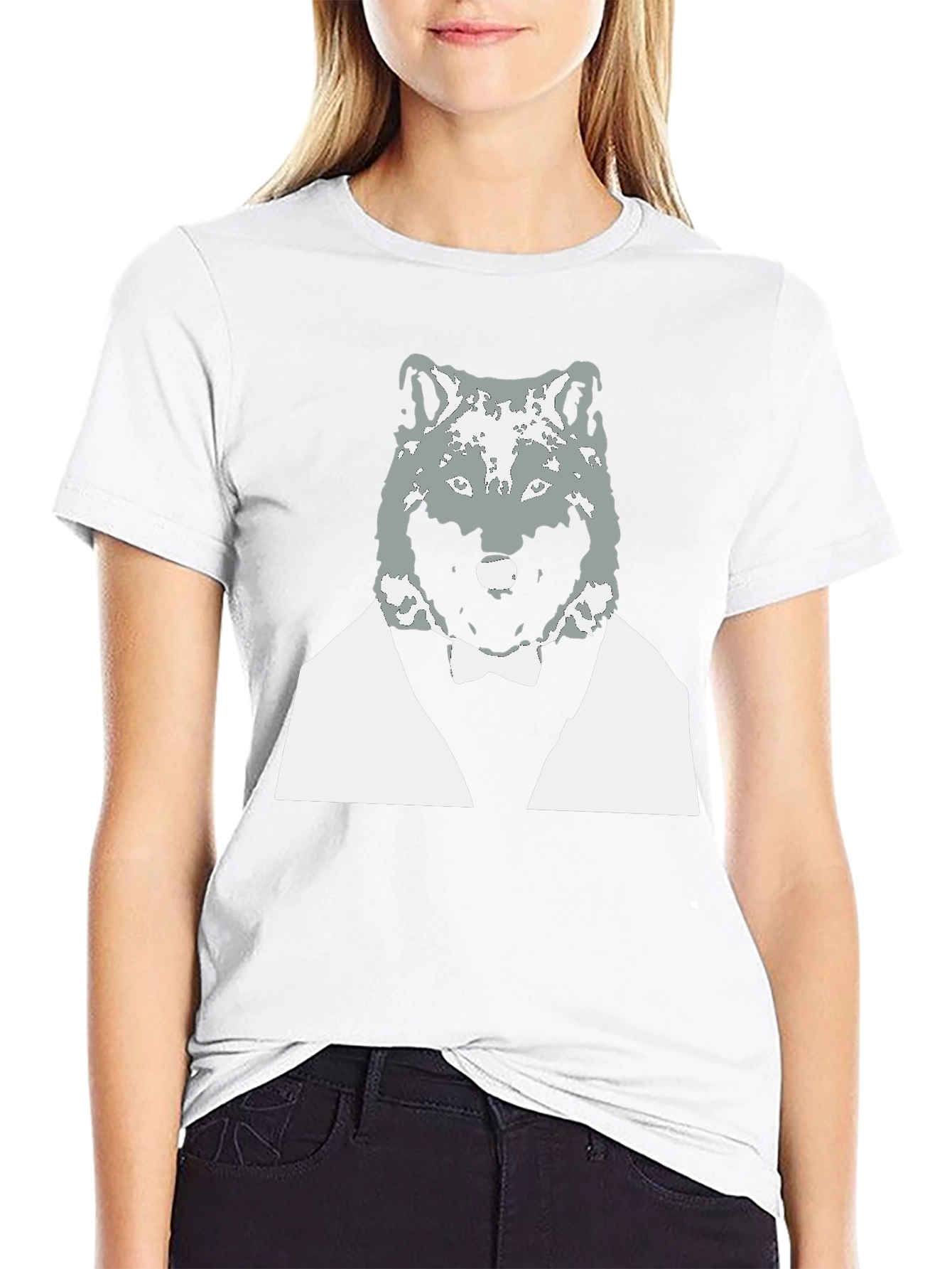 Wolf in Suit Graphic Tee - Cool Black T-Shirt