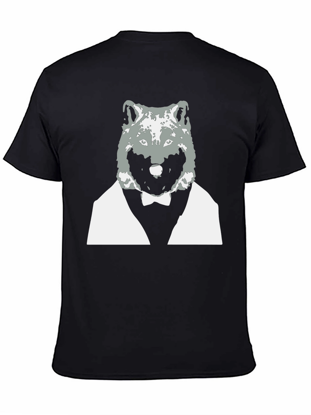 Wolf in Suit Graphic Tee - Cool Black T-Shirt