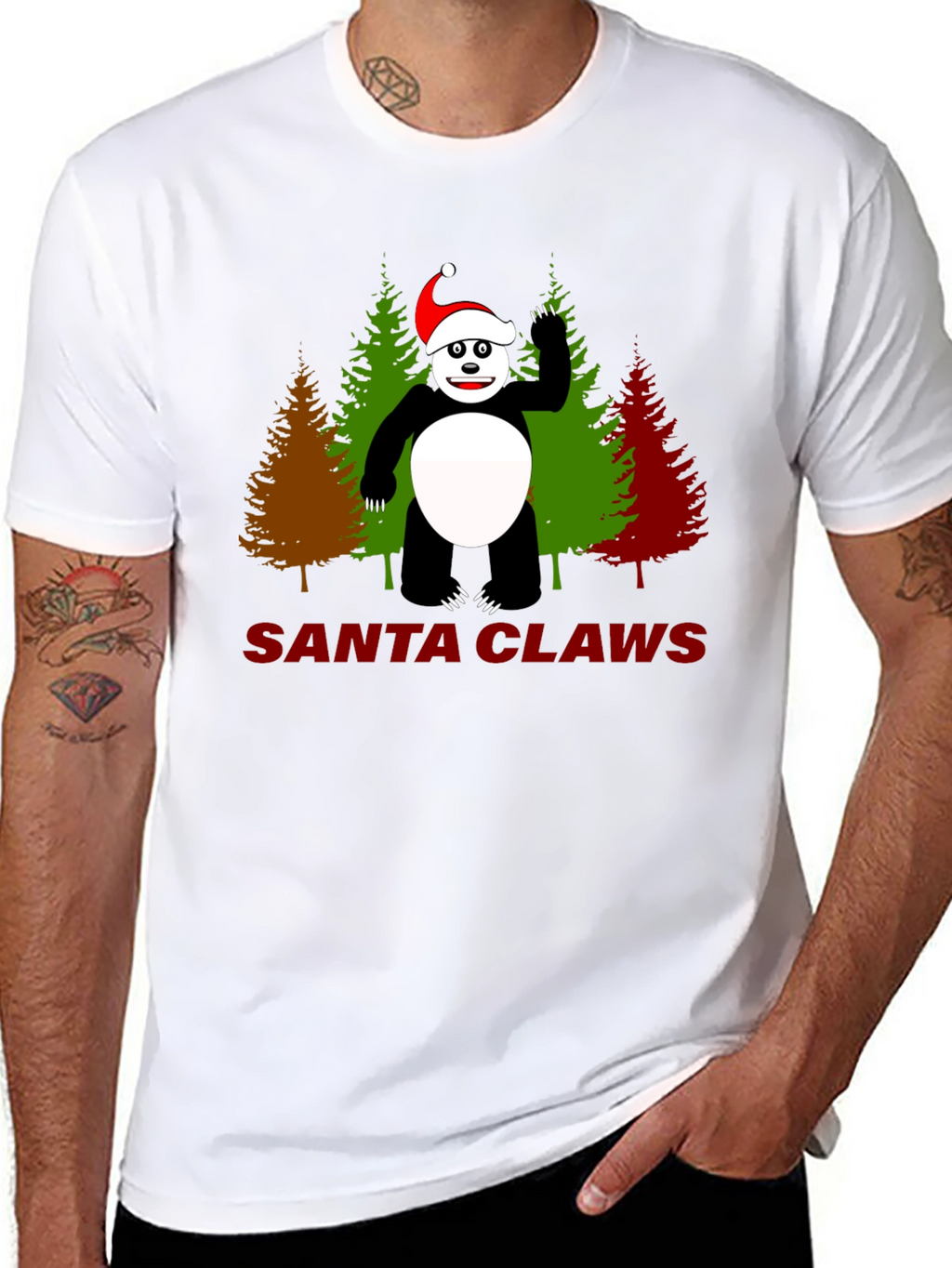 Santa Claws Panda Christmas T-Shirt