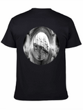 Black T-Shirt with Crosses Graphic