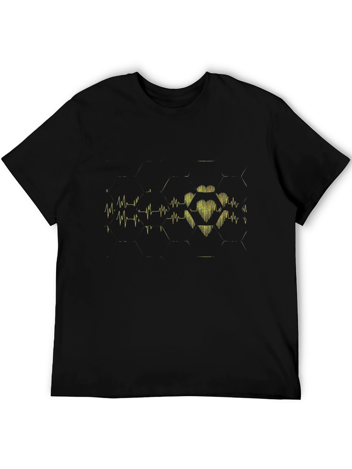 Heartbeat Hexagon Black T-Shirt