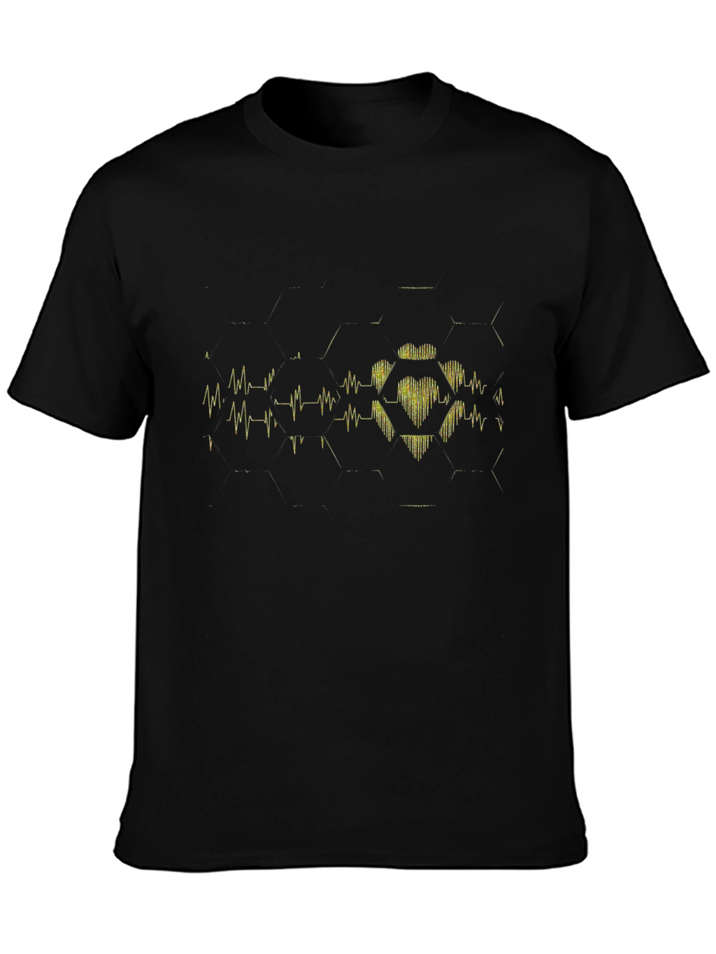 Heartbeat Hexagon Black T-Shirt