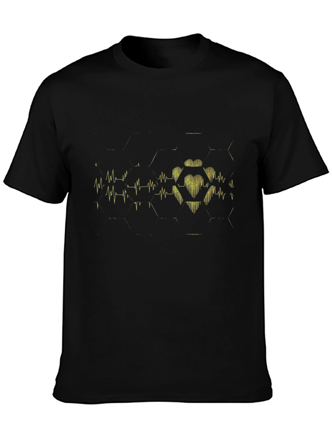 Heartbeat Hexagon Black T-Shirt