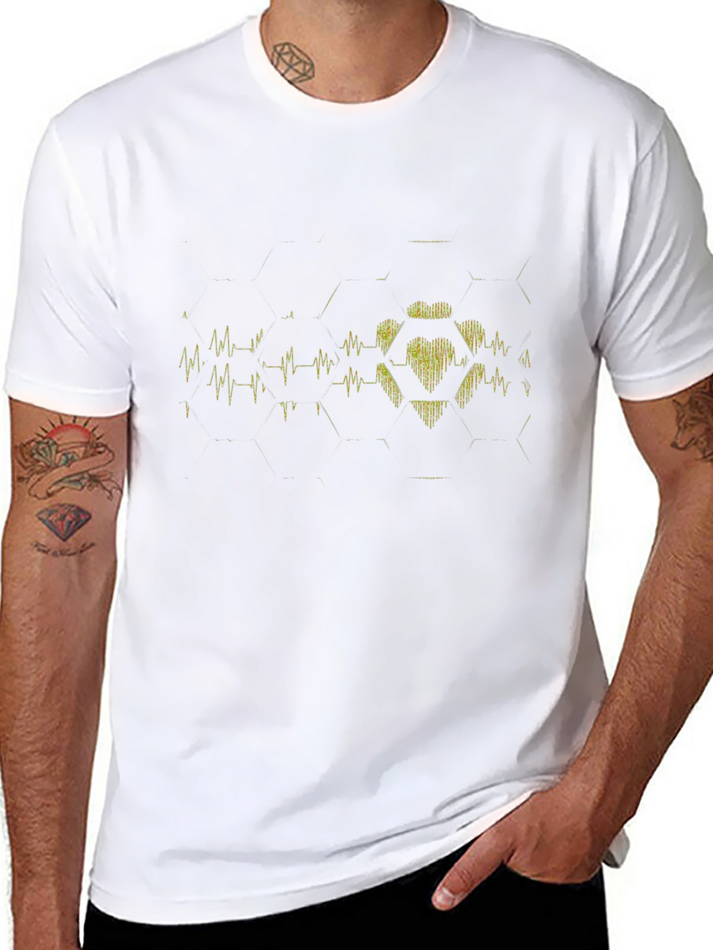 Heartbeat Hexagon Black T-Shirt