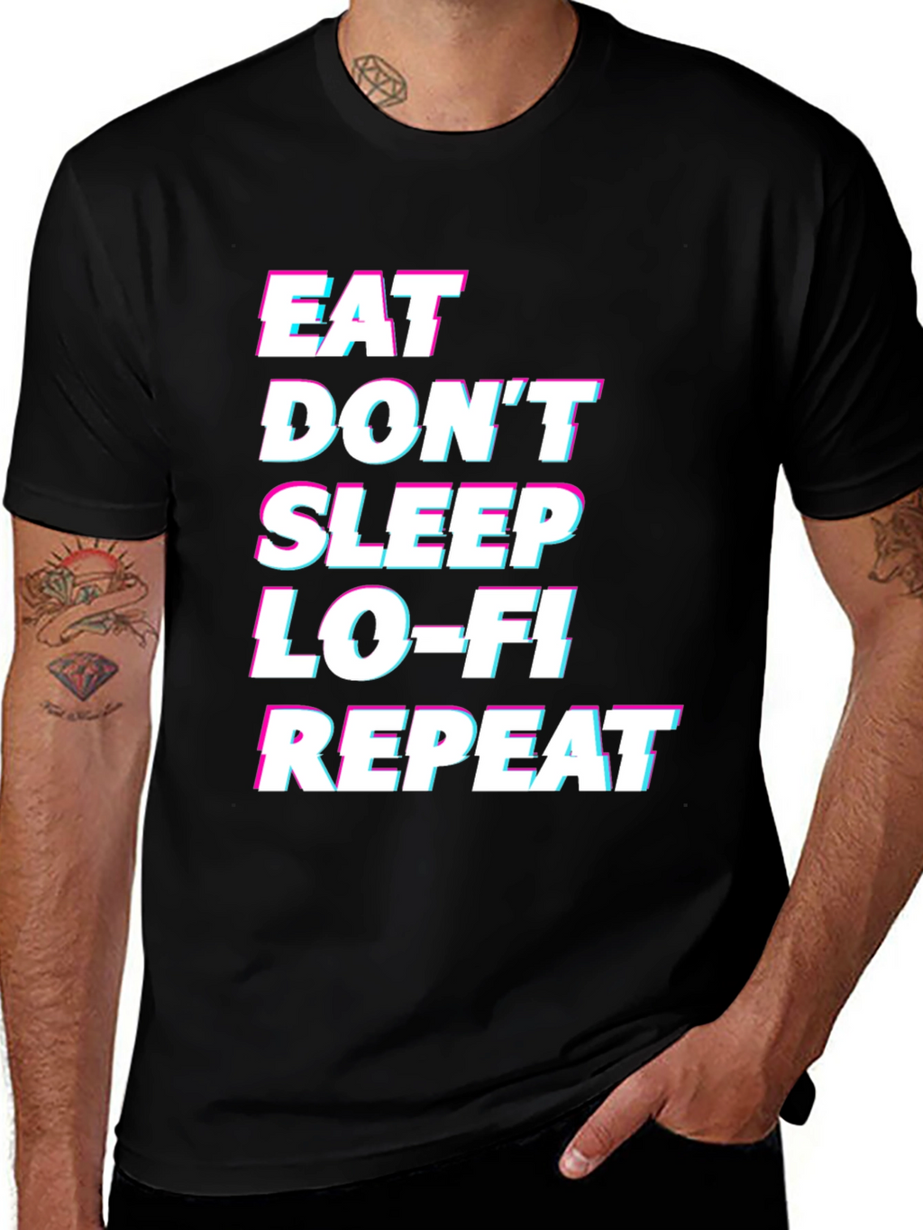 Eat Sleep Lo-Fi Repeat Black Graphic Tee