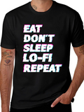 Eat Sleep Lo-Fi Repeat Black Graphic Tee