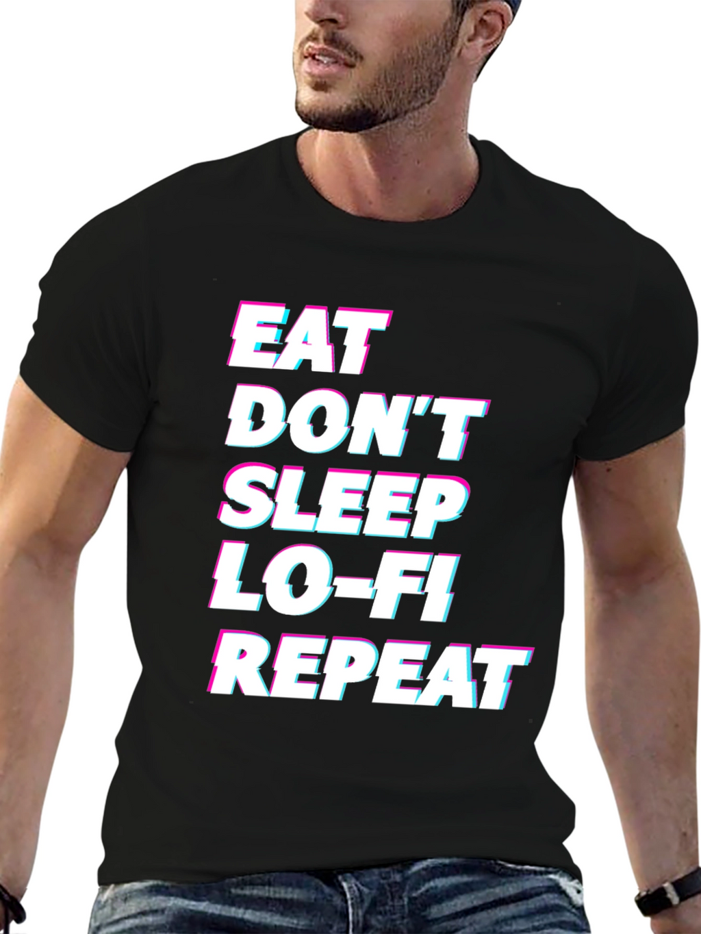 Eat Sleep Lo-Fi Repeat Black Graphic Tee