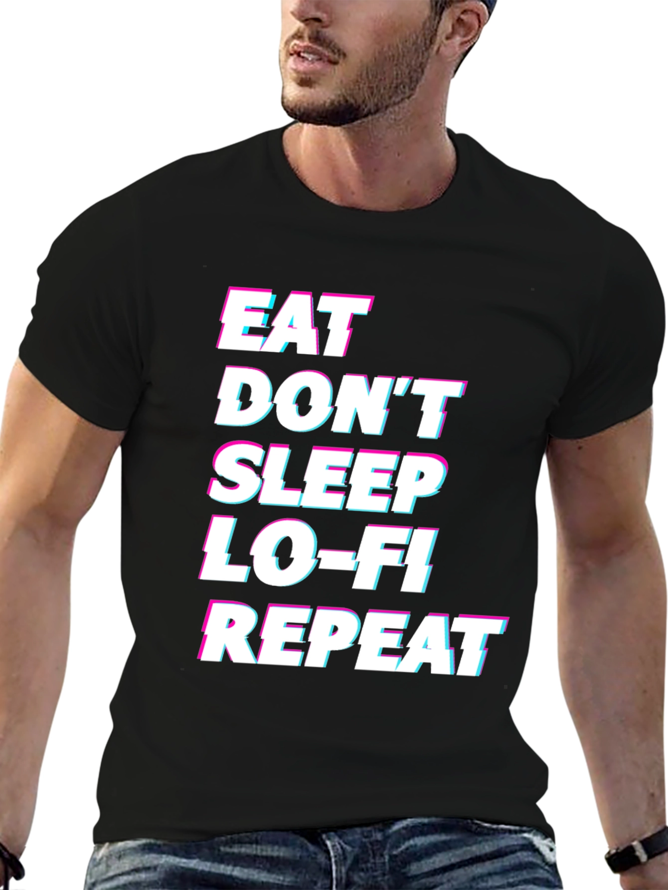 Eat Sleep Lo-Fi Repeat Black Graphic Tee