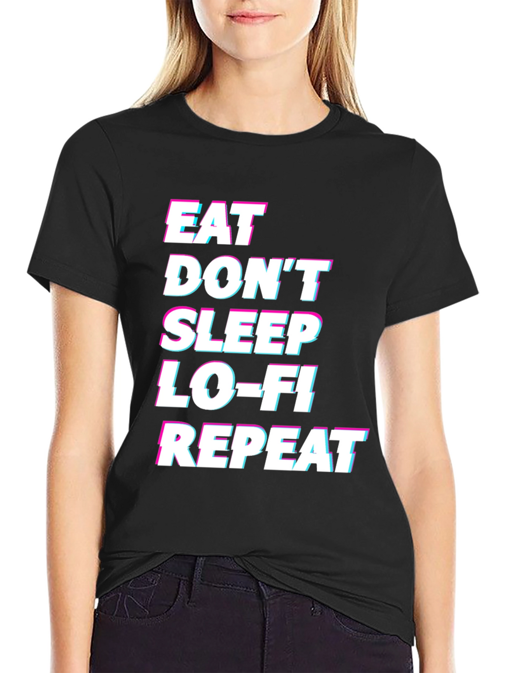 Eat Sleep Lo-Fi Repeat Black Graphic Tee
