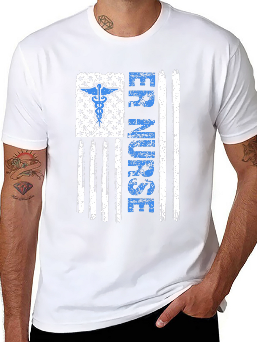 ER Nurse American Flag Graphic T-Shirt