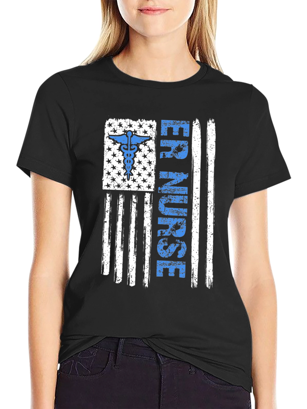 ER Nurse American Flag Graphic T-Shirt