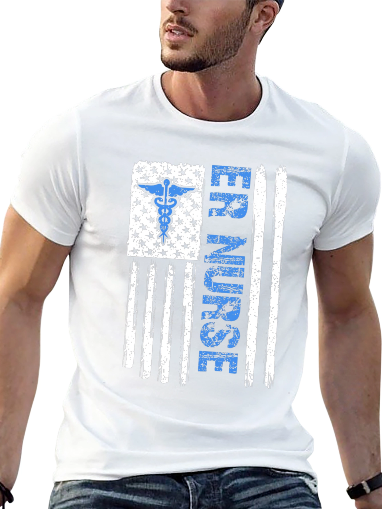 ER Nurse American Flag Graphic T-Shirt