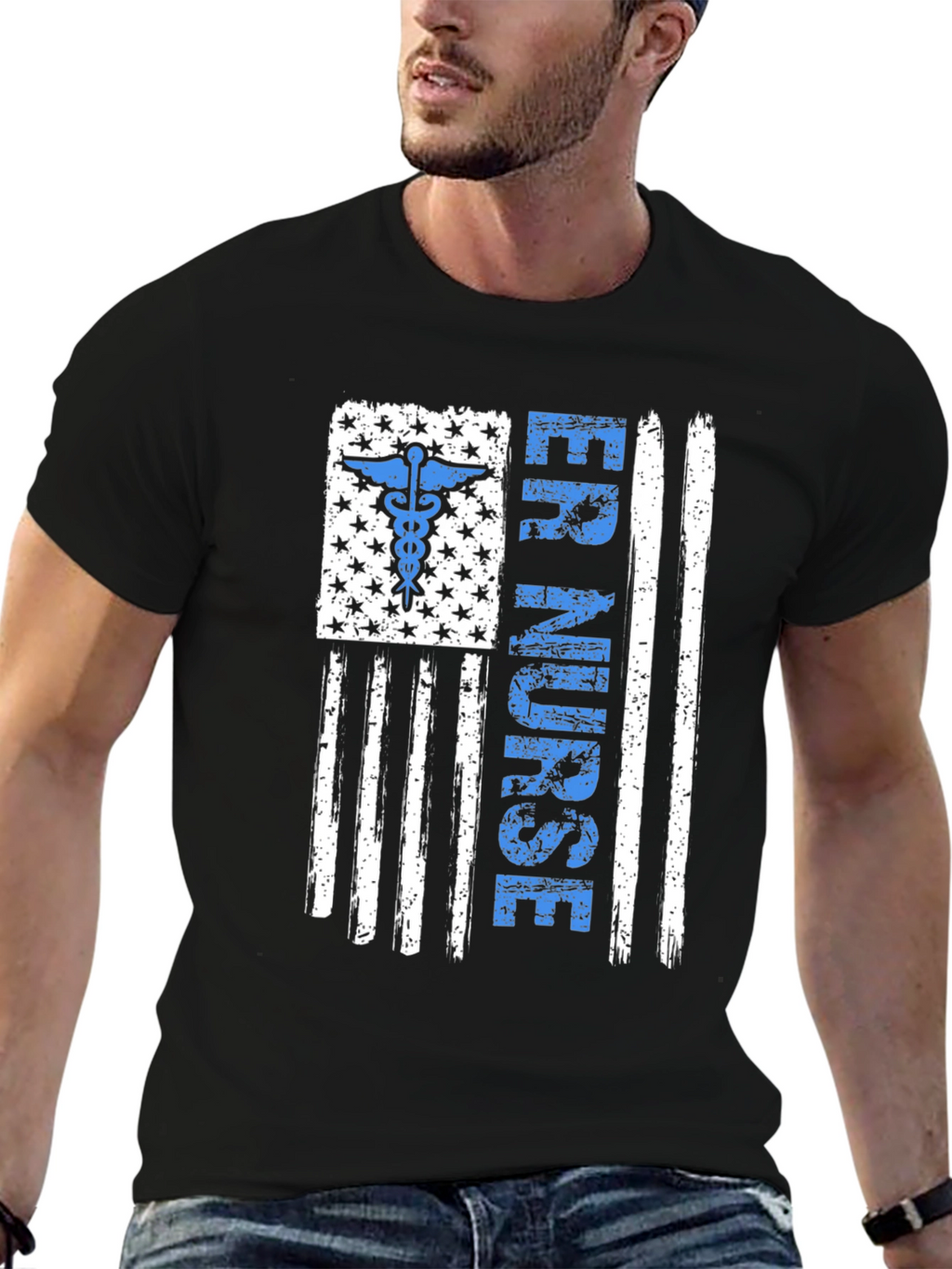 ER Nurse American Flag Graphic T-Shirt