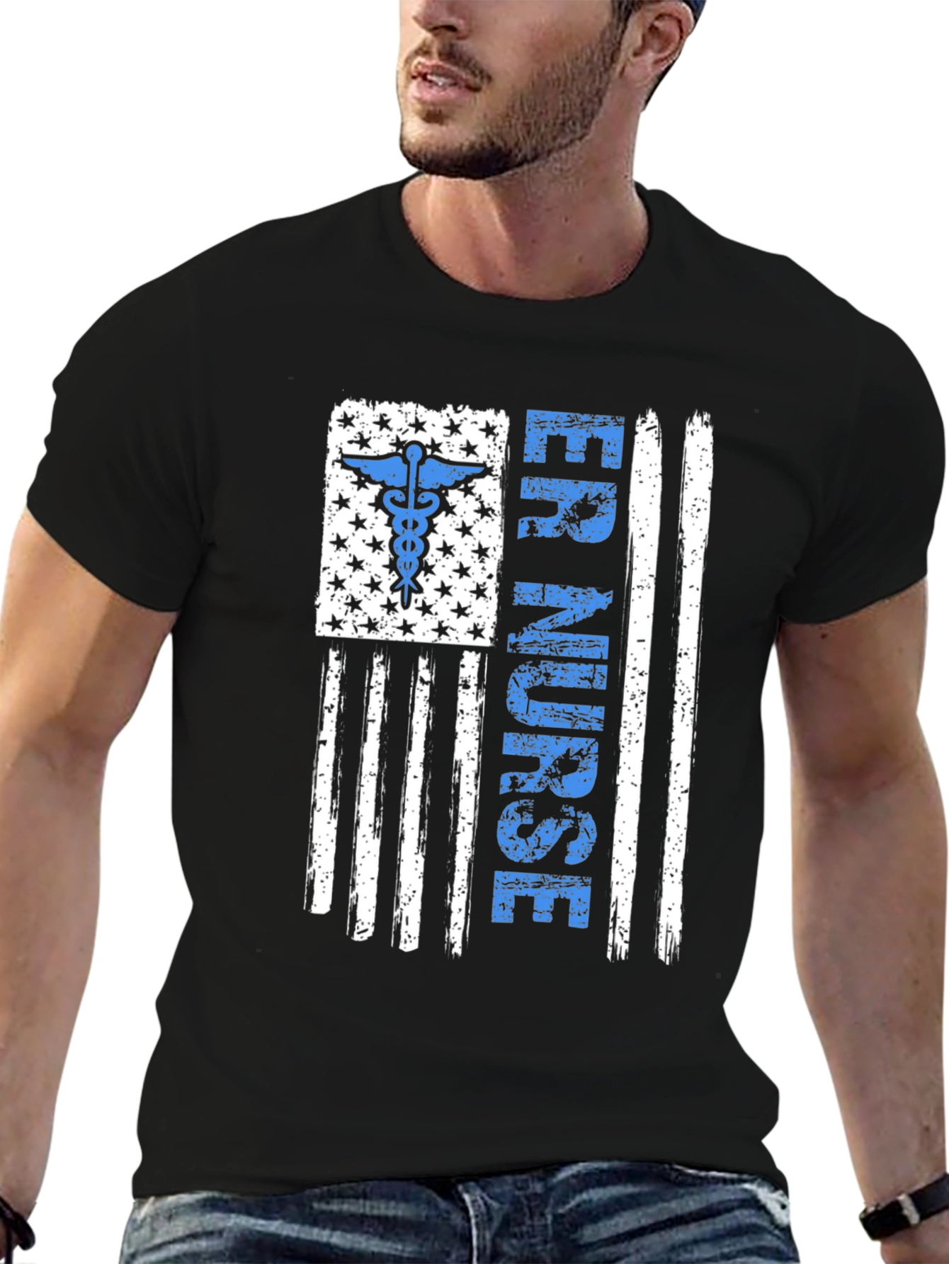 ER Nurse American Flag Graphic T-Shirt