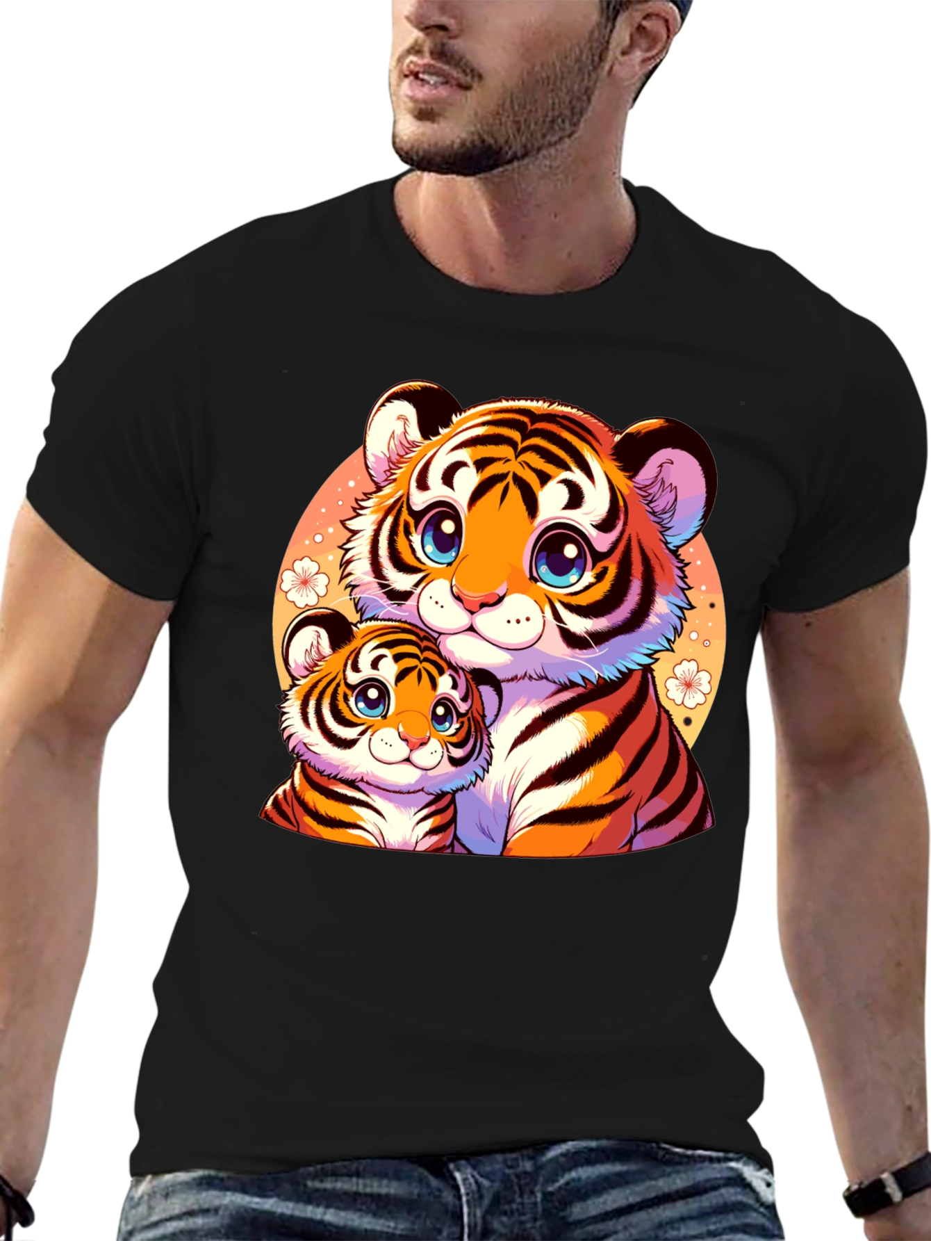 Cute Tiger Cub Family Graphic Tee - Soft Cotton Blend