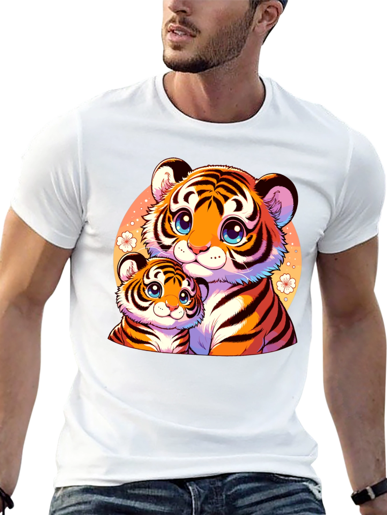 Cute Tiger Cub Family Graphic Tee - Soft Cotton Blend