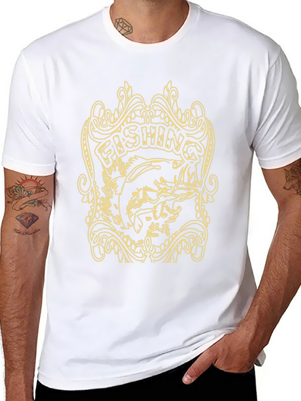 Fishing Graphic Tee - Black Cotton T-Shirt