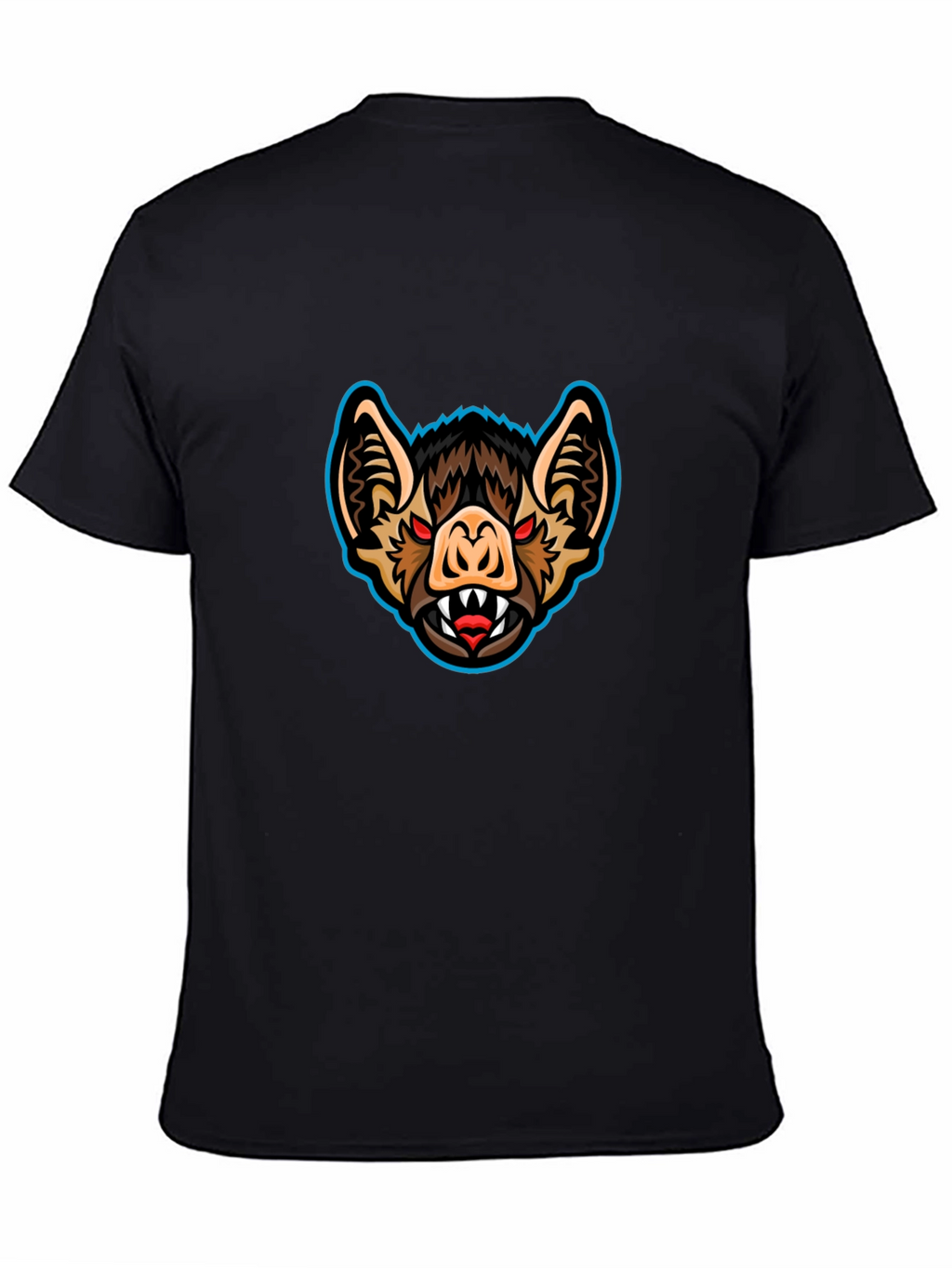 Mens Black T-Shirt with Bat Graphic Print