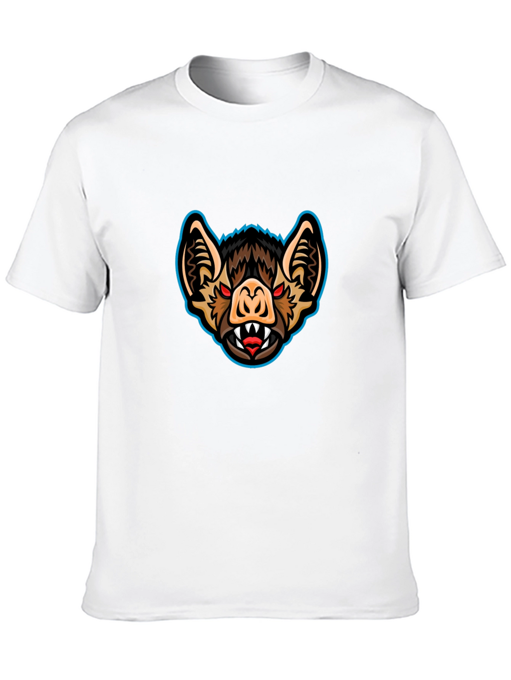 Mens Black T-Shirt with Bat Graphic Print
