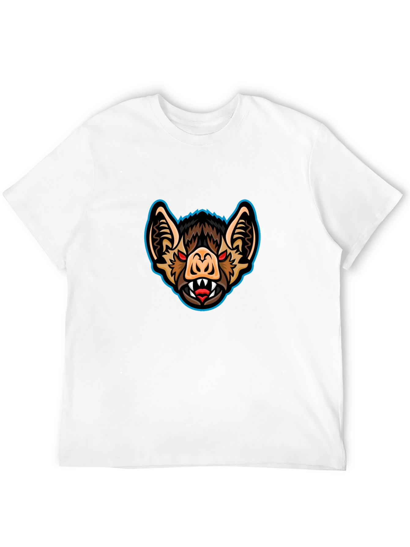 Mens Black T-Shirt with Bat Graphic Print