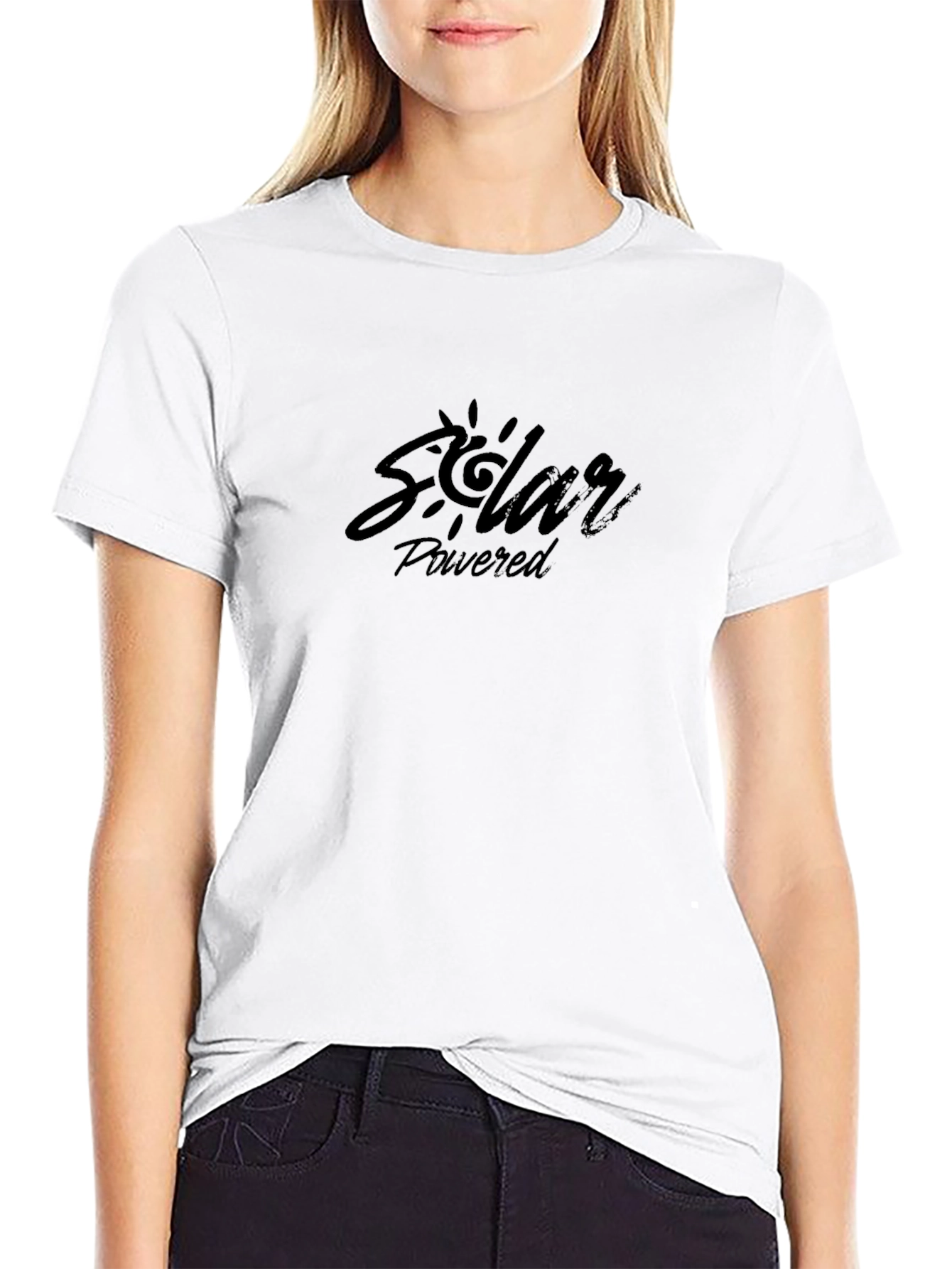 Solar Powered Graphic Tee - Black Cotton T-Shirt