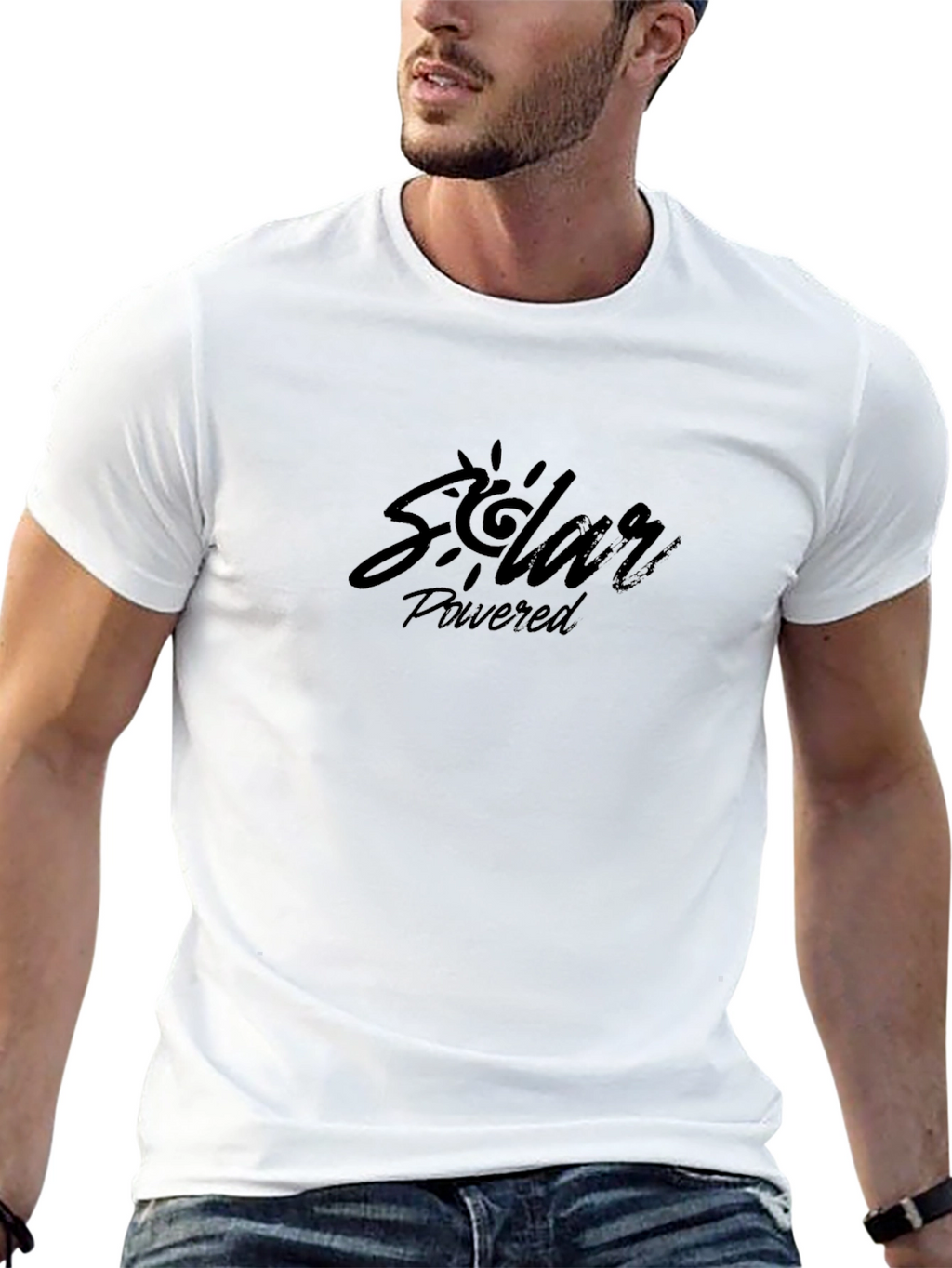 Solar Powered Graphic Tee - Black Cotton T-Shirt
