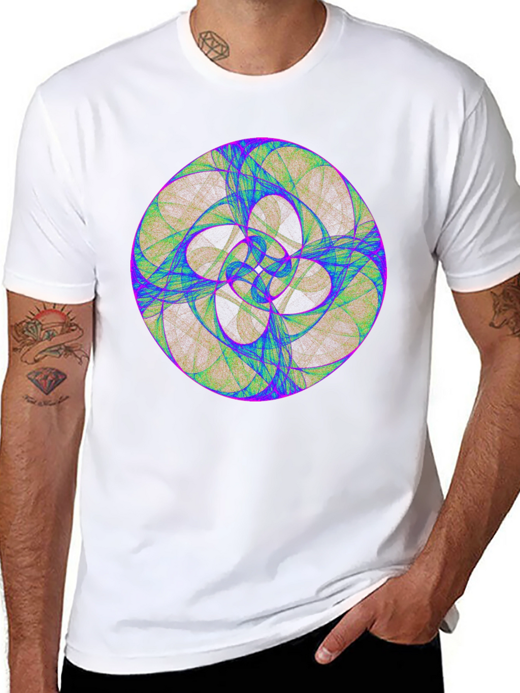 Geometric Fractal Design Black T-Shirt