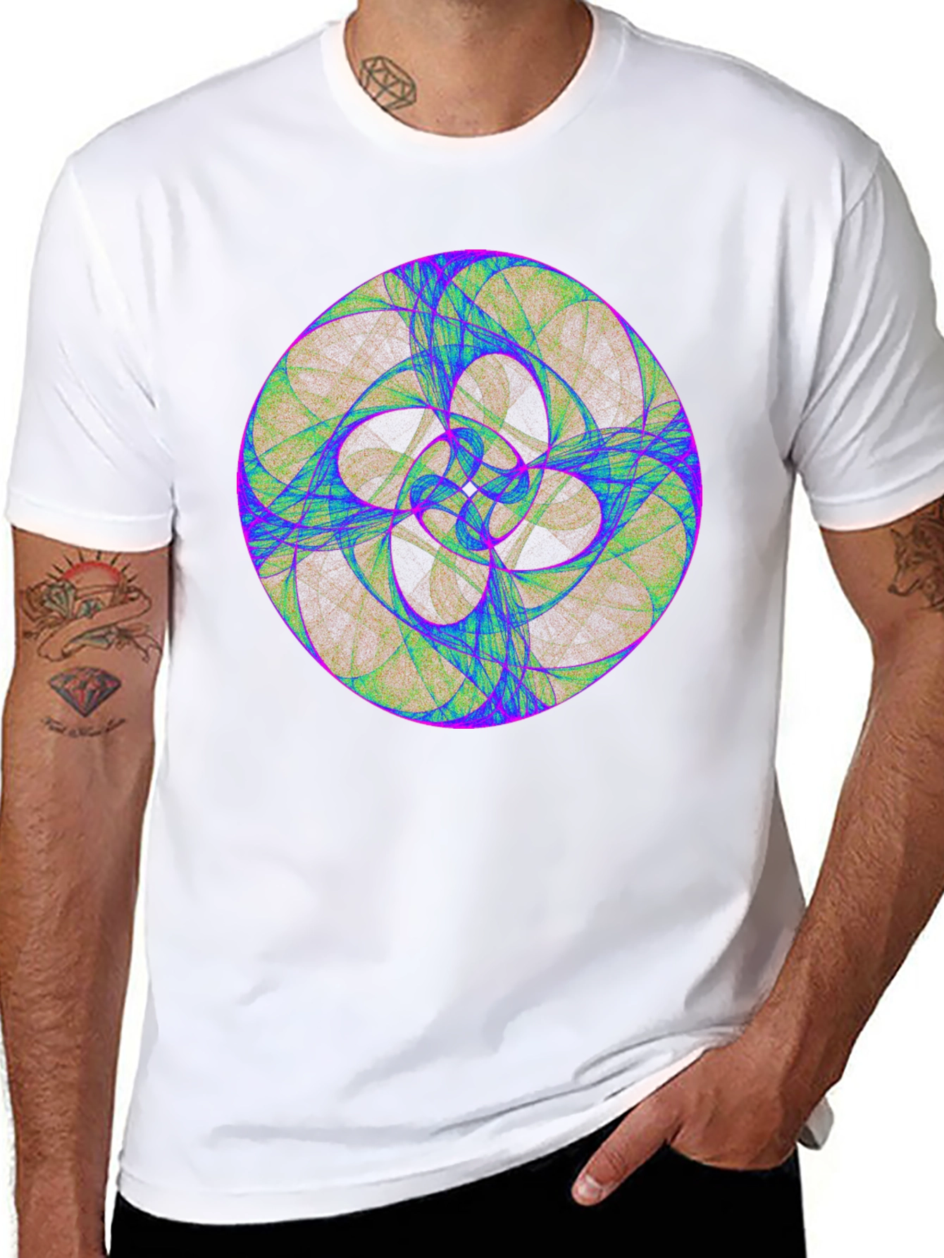 Geometric Fractal Design Black T-Shirt