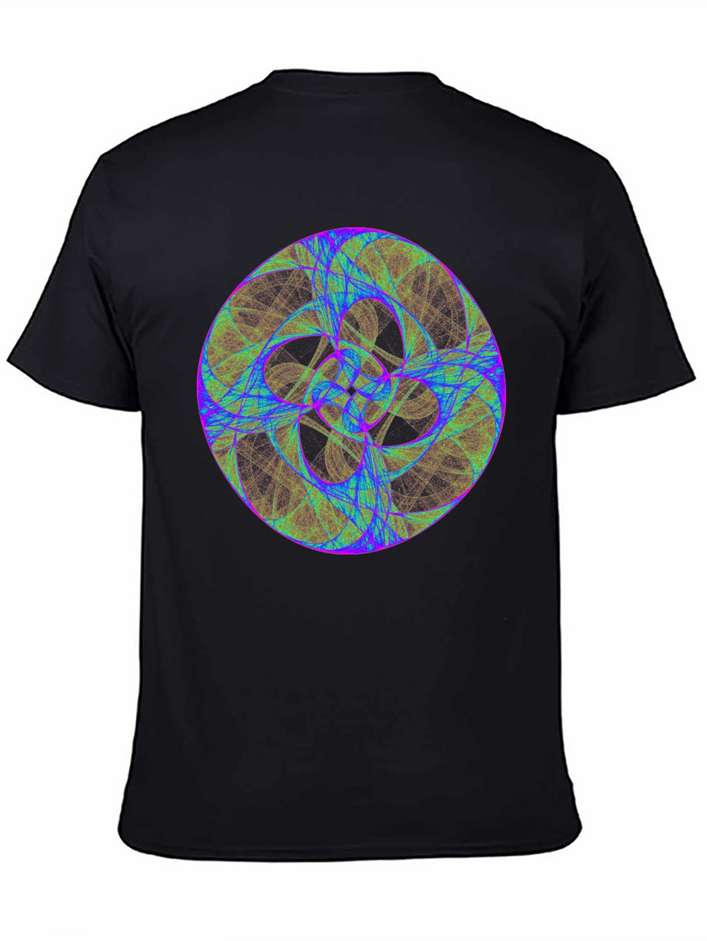 Geometric Fractal Design Black T-Shirt